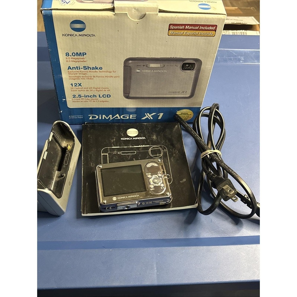 Konica Minolta X1 Digital Camera W/ Charger, Manual And Box Tested and Works